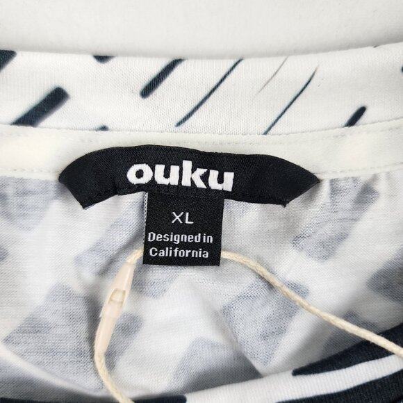 Ouku Shirt Mens XL Black White Geometric Print L/S Pullover NWT - Picture 3 of 7